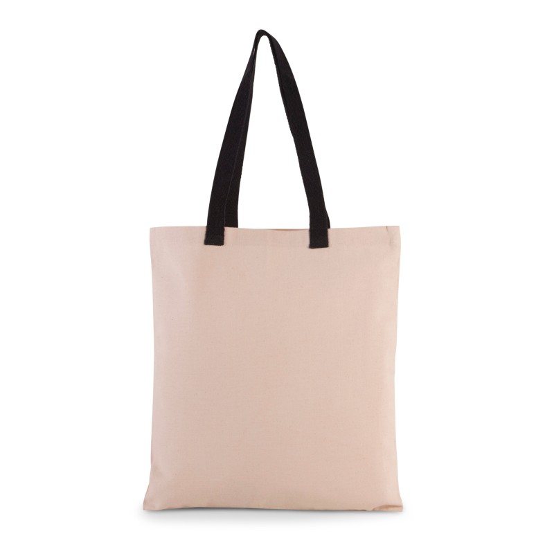 Sac shopping plat en toile avec poignées contrastées Natural / Black undefined