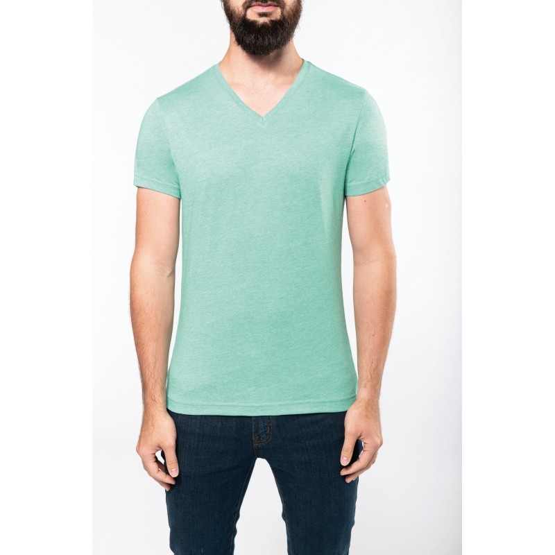 T-shirt col V manches courtes mélange homme