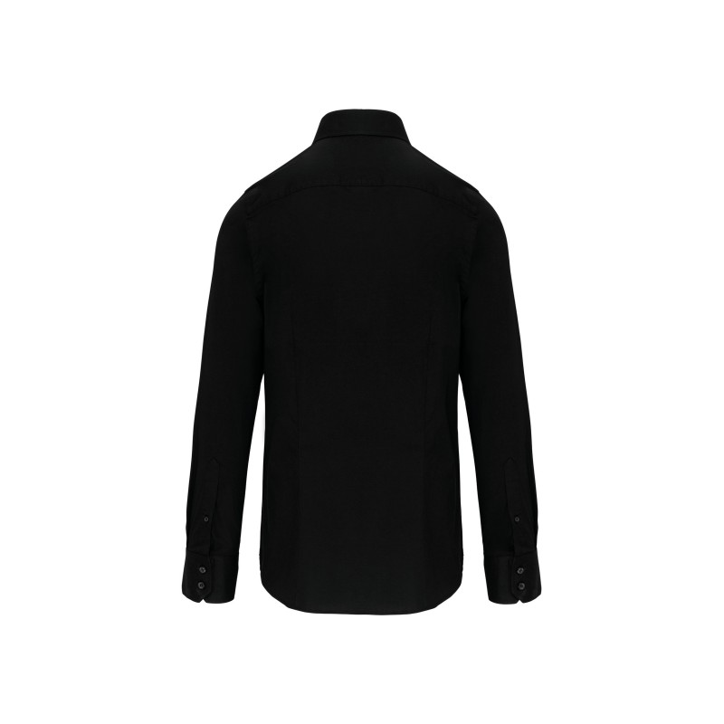 Chemise ajustée manches longues sans repassage Black BACK