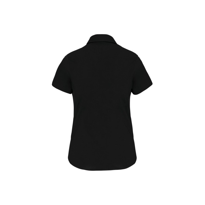 Chemise coton / élasthanne manches courtes femme Black BACK