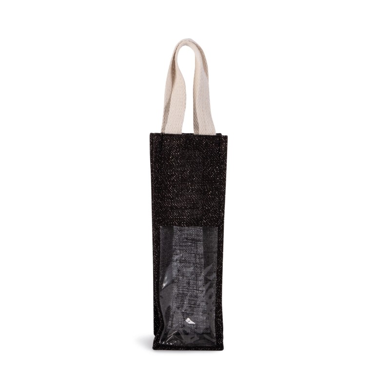 Sac porte-bouteille en jute Black / Silver FACE