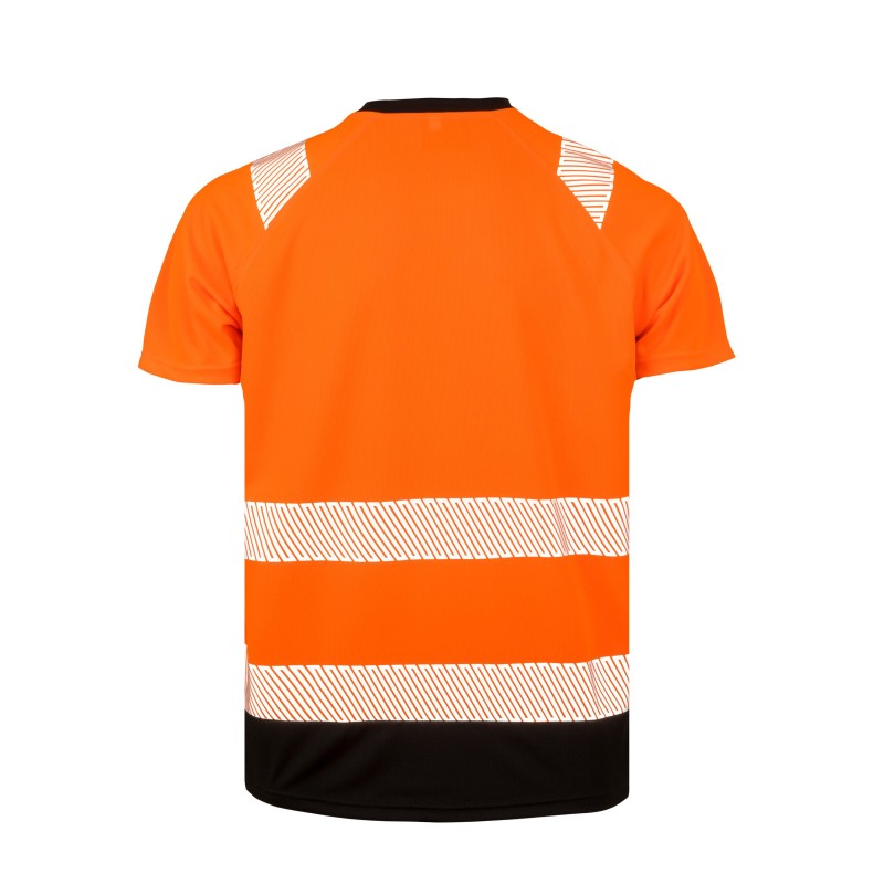 T-shirt de sécurité recyclé Orange / Black BACK