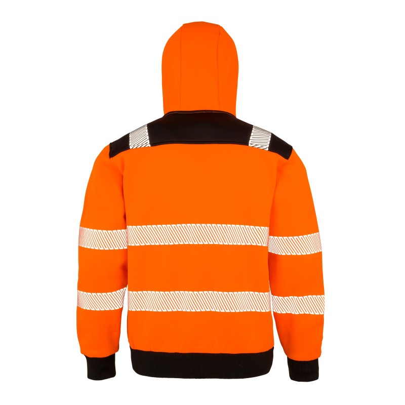 Sweat-shirt à capuche de sécurité recyclé Fluorescent Orange BACK