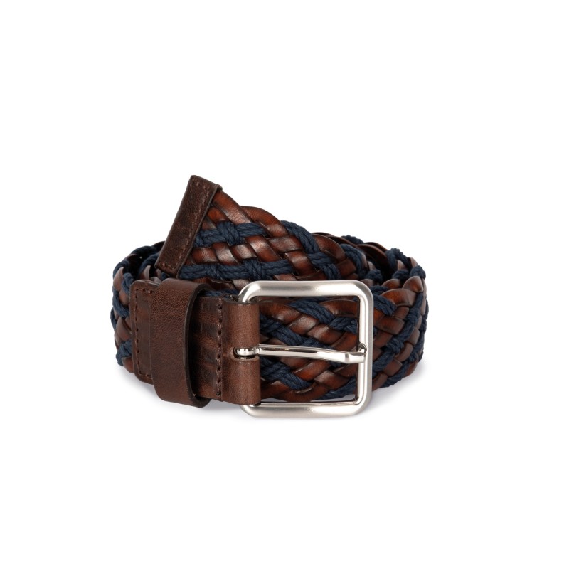 Ceinture tressée bicolore Dark Brown / Light Navy FACE