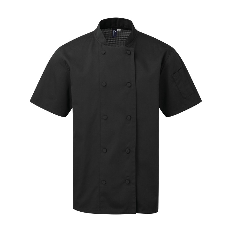 Veste chef cuisinier manches courtes Coolchecker® Black FACE