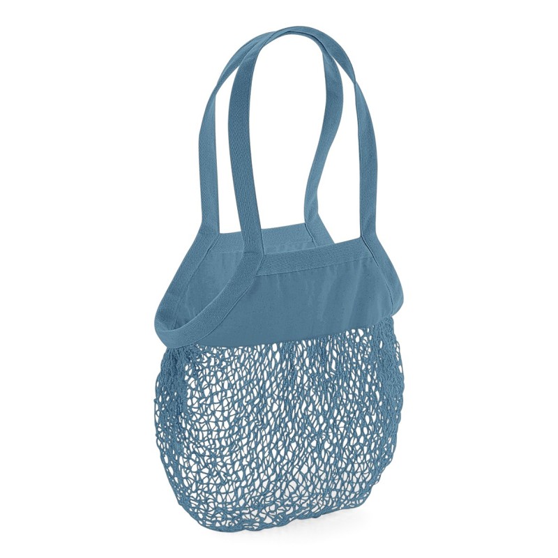 Filet à provisions en coton bio Airforce Blue FACE SIDE