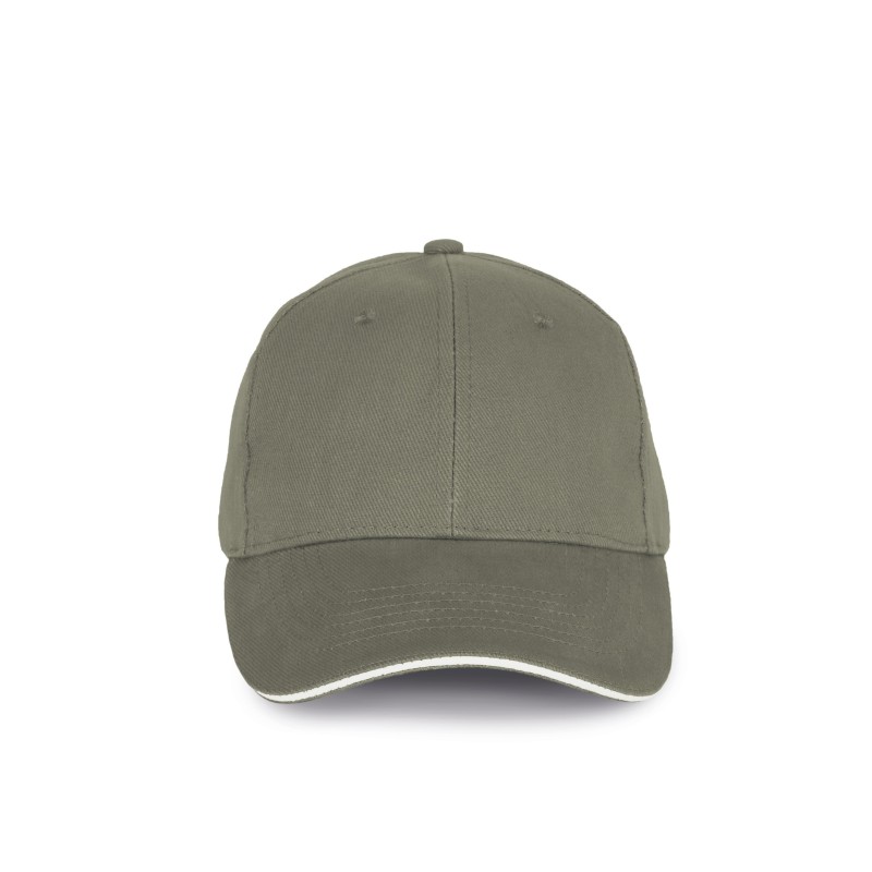 Casquette en coton biologique à sandwich contrasté - 6 panneaux Almond Green / Ivory FACE