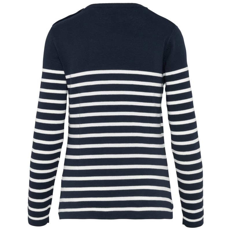 Pull marin femme Striped Navy / Off White BACK