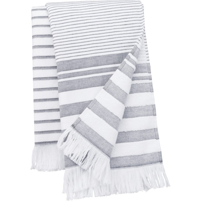 Fouta rayée avec franges White / Smoke Stripe FACE