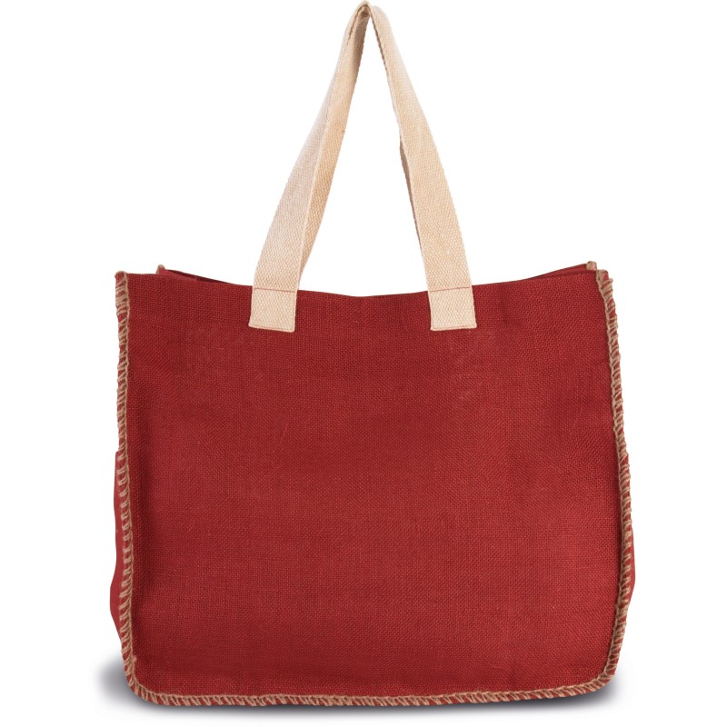 Sac en jute avec coutures contrastées Arandano Red / Natural FACE
