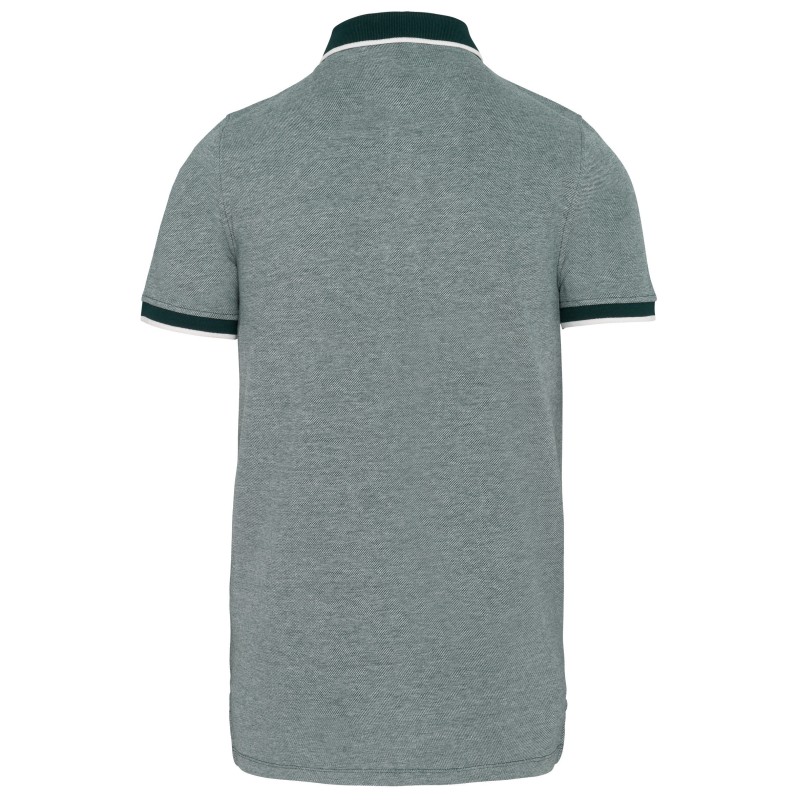Polo bicolore homme Marl Fir Green BACK