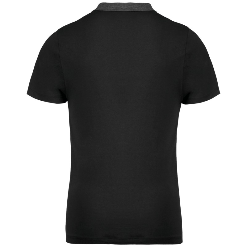 Polo jersey bicolore homme Black / Dark Grey Heather BACK