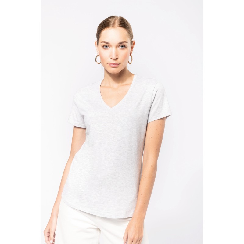 T-shirt col V manches courtes femme