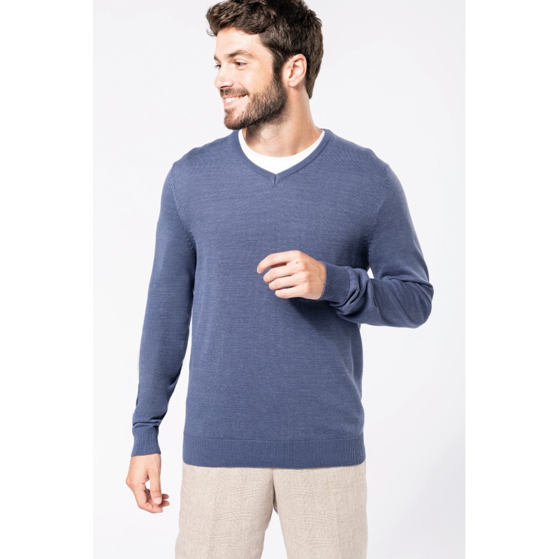 Pull col V homme