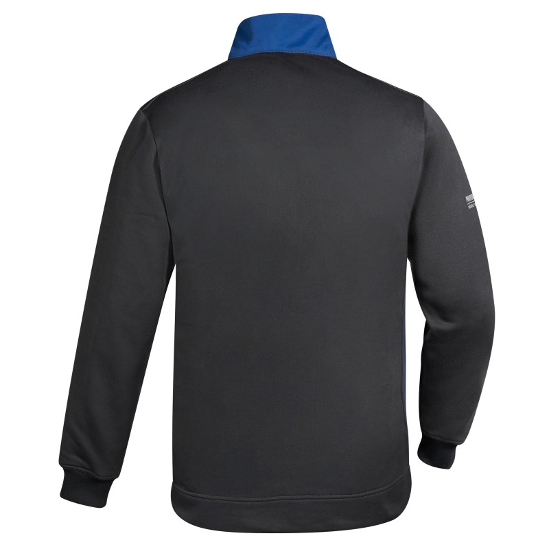 Sweat-shirt col zippé unisexe Anthracite / Blue BACK