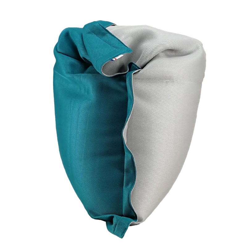 Pouf déhoussable bicolore - Grand modèle Cloud Grey / Blue Tile SIDE