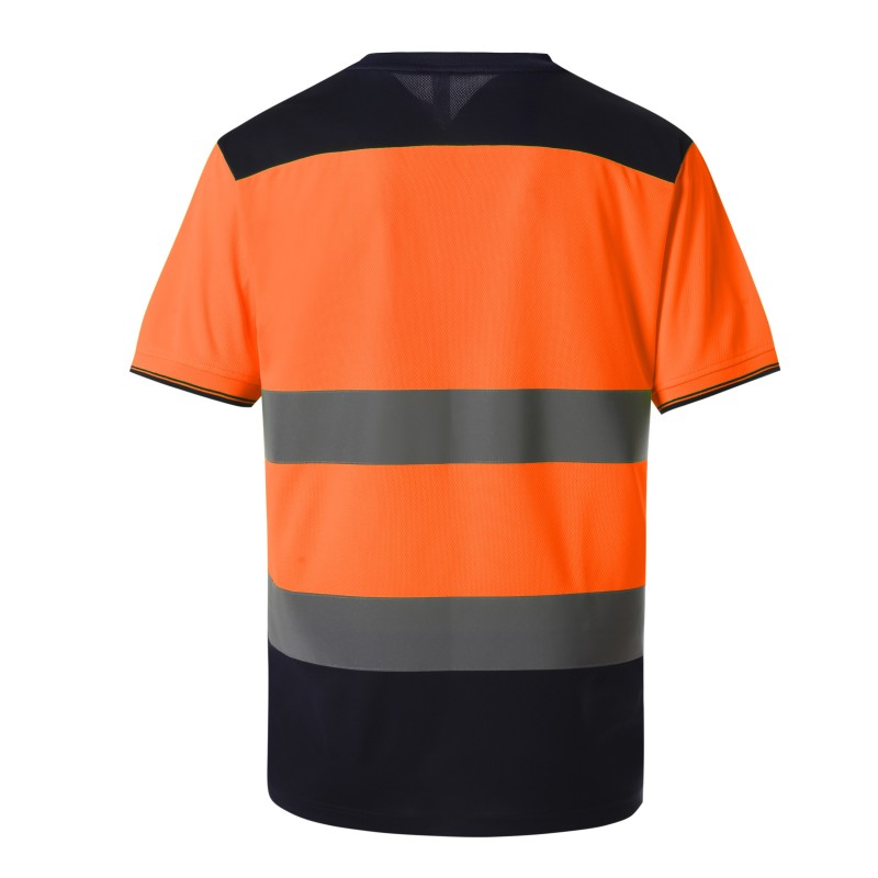 T-shirt bicolore Hi-vis Hi Vis Orange / Navy BACK