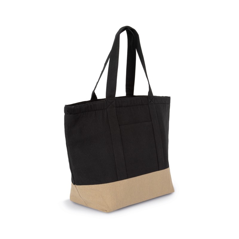 Sac shopping isotherme recyclé Black Night / Hemp SIDE