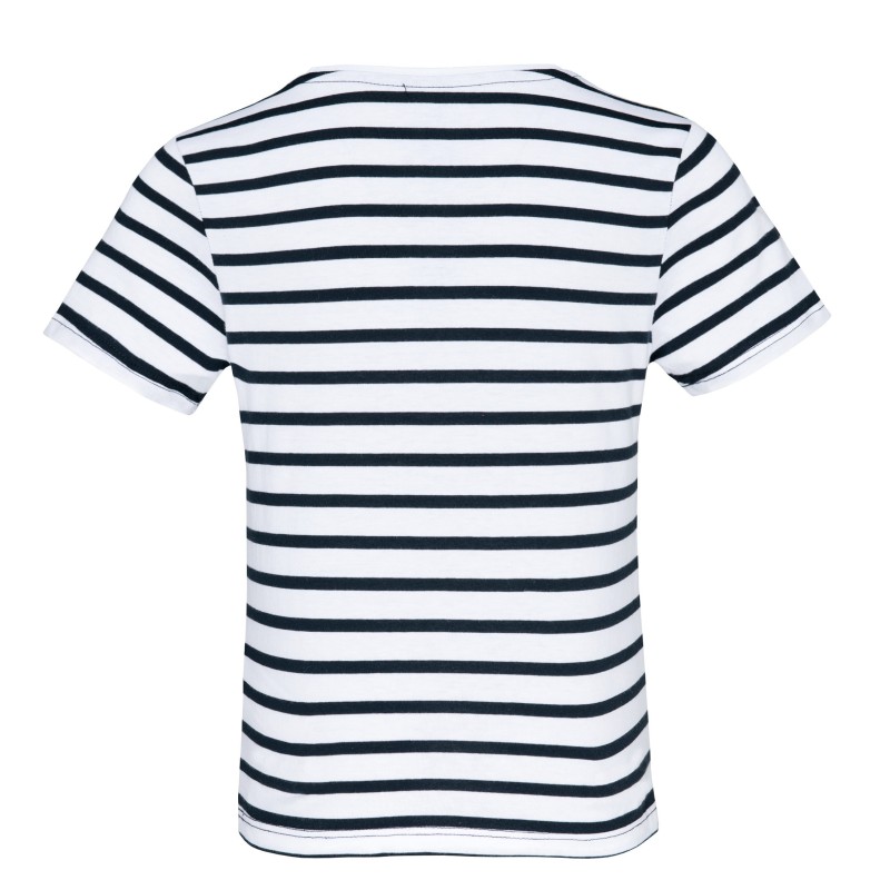 T-shirt rayé marin avec poche manches courtes enfant White / Navy Stripes BACK