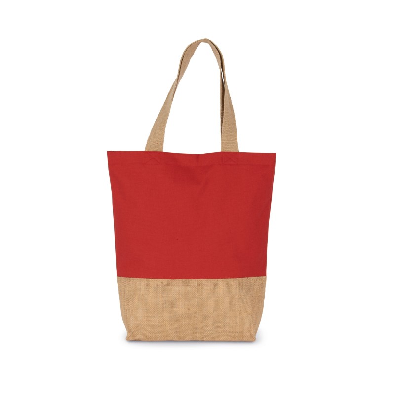 Sac shopping en coton et fils de jute contrecollée Arandano Red / Natural FACE