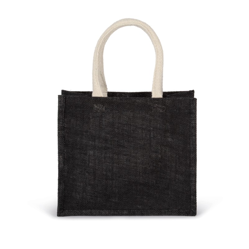 Sac style cabas en toile de jute - modèle moyen Black FACE