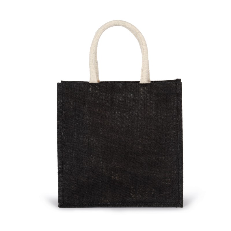 Sac style cabas en toile de jute - grand modèle Black FACE