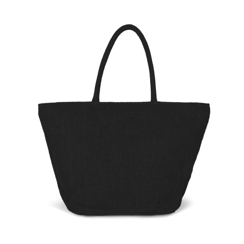 Sac shopping en fils de jute tressée, effet toile tricotée Black FACE