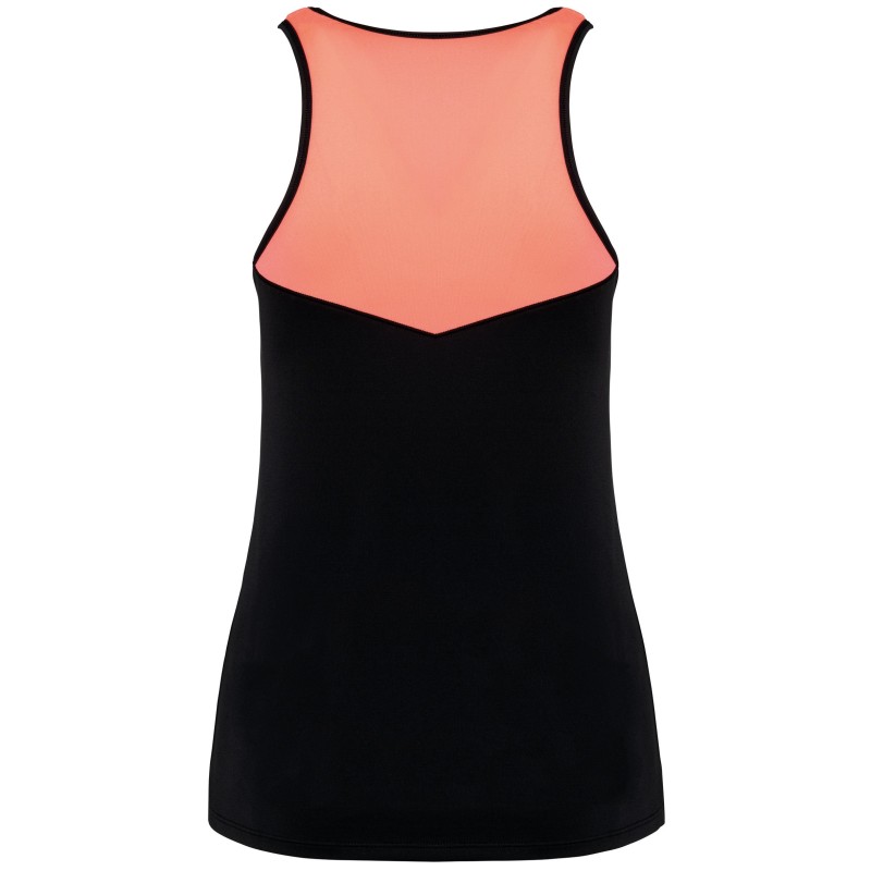 Débardeur de padel bicolore femme Black / Coral BACK