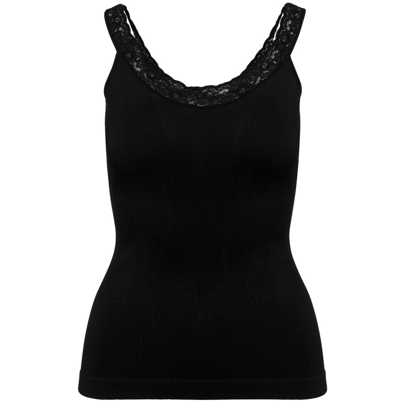 Débardeur écoresponsable sans couture avec dentelle Black BACK