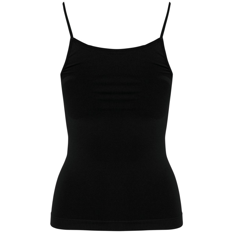 Débardeur écoresponsable sans couture fines bretelles femme Black BACK