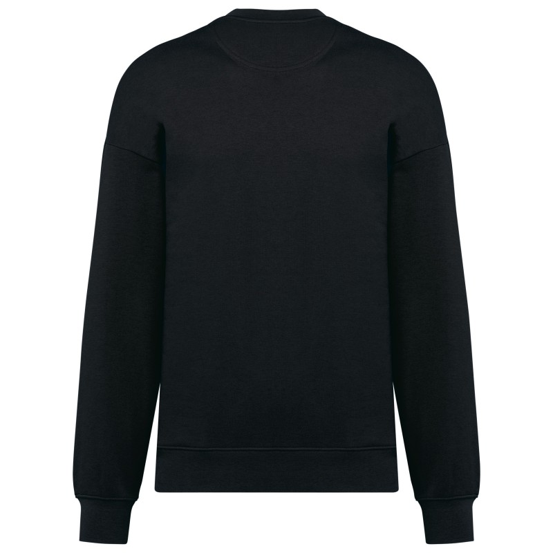 Sweat-shirt écoresponsable oversize à col rond unisexe Black BACK