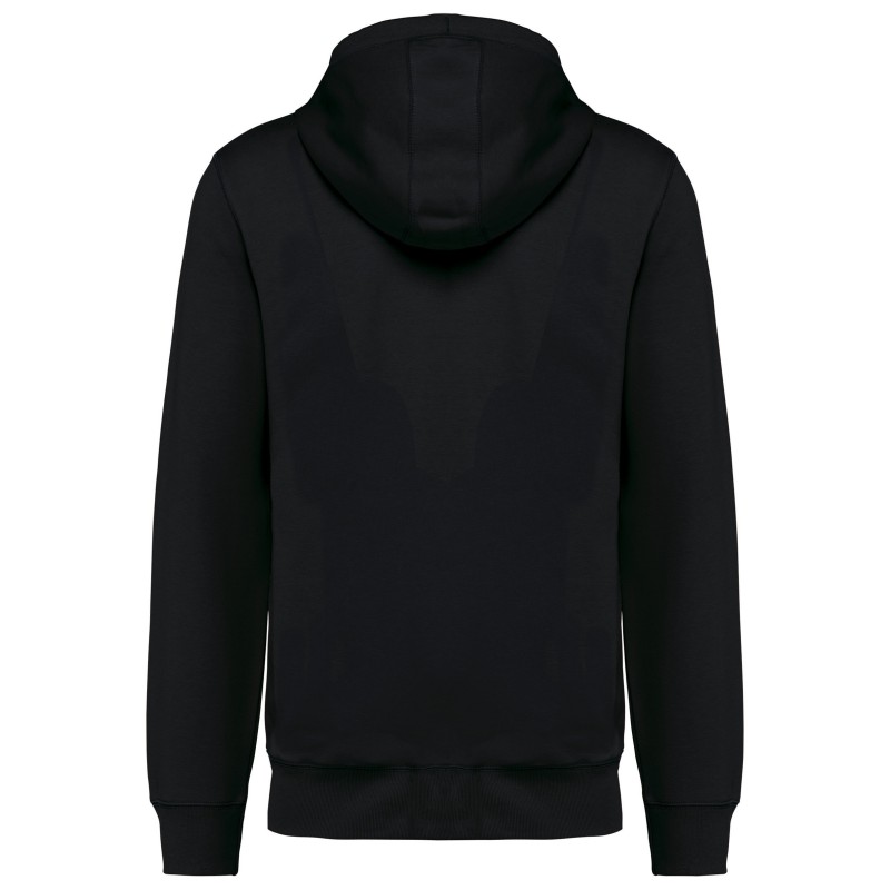 Sweat-shirt french terry écoresponsable zippé à capuche unisexe Black BACK