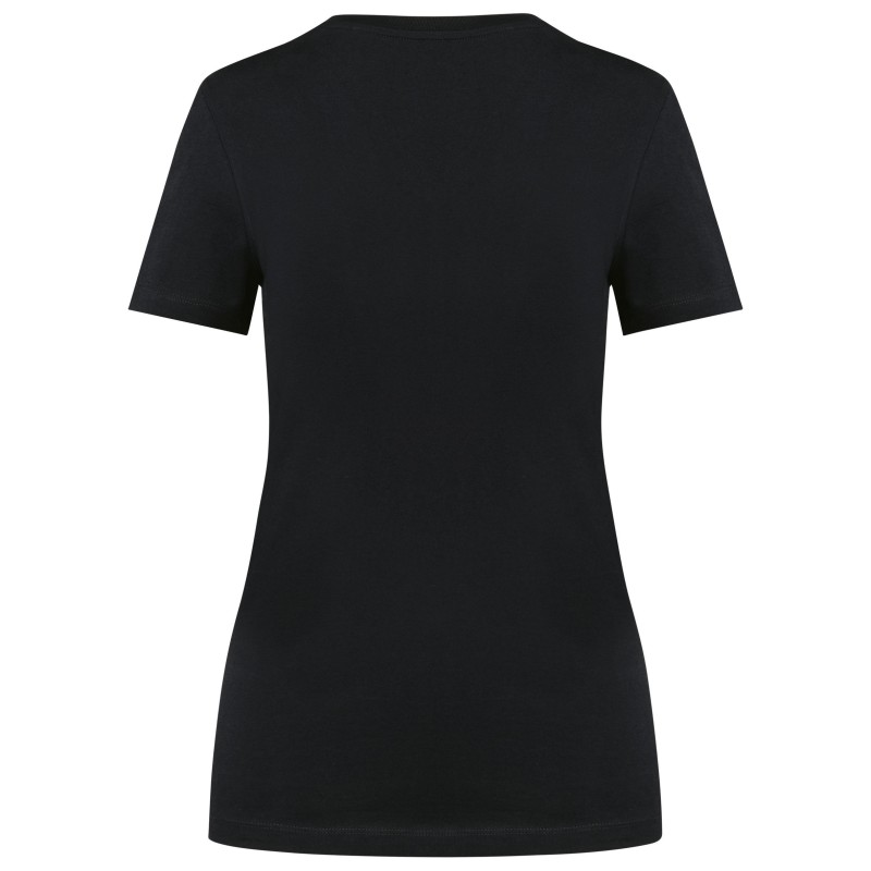 T-shirt Supima® col V manches courtes femme Black BACK
