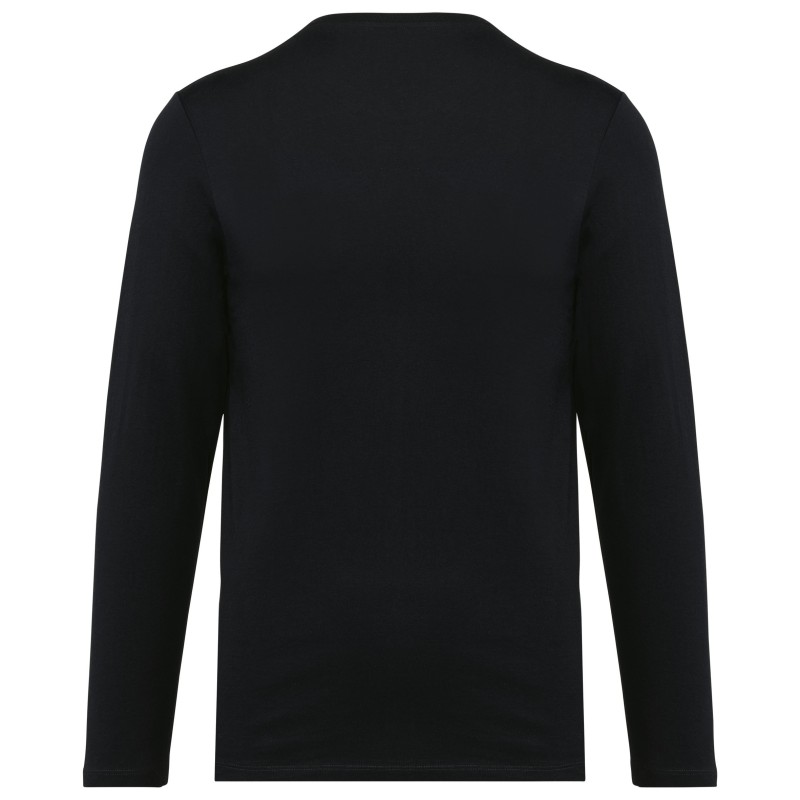 T-shirt Supima® col rond manches longues homme Black BACK
