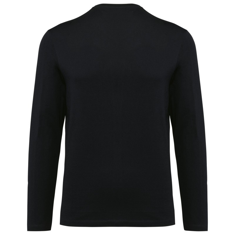 T-shirt Supima® col V manches longues homme Black BACK