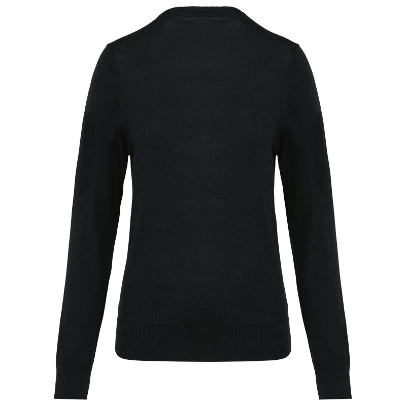 Pull Mérinos col V femme Black BACK