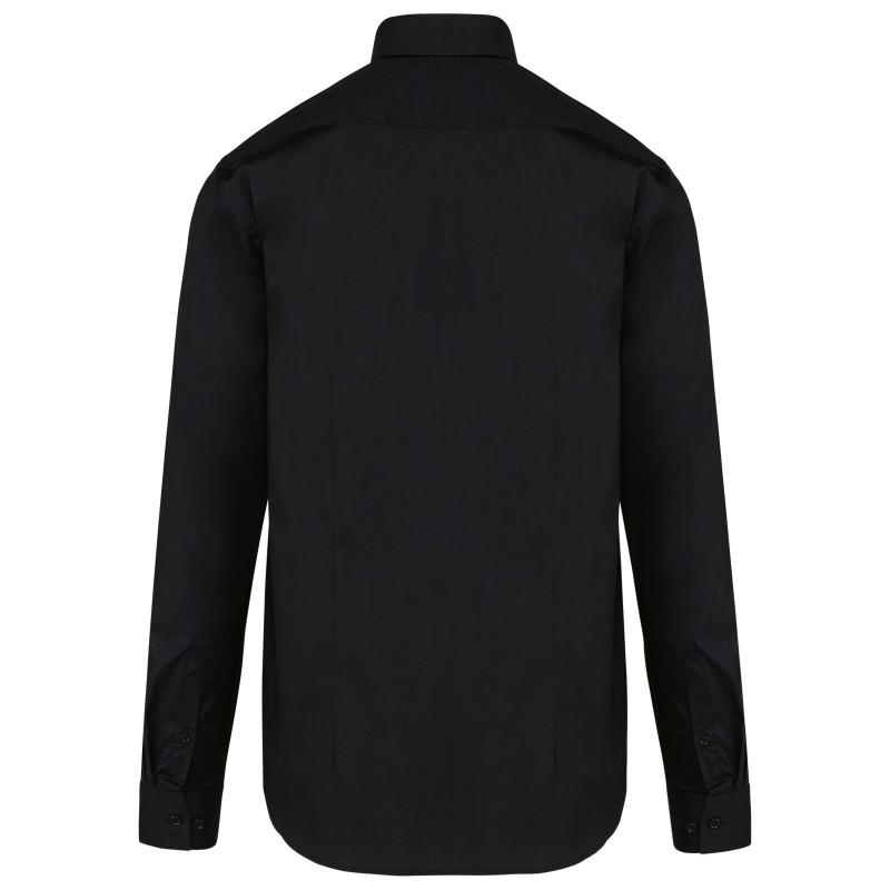 Chemise popeline manches longues homme Black BACK