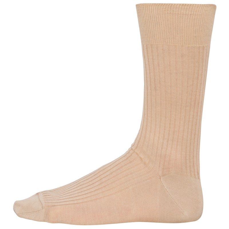Chaussettes coton rib 4x2 fil d'Écosse homme Beige FACE