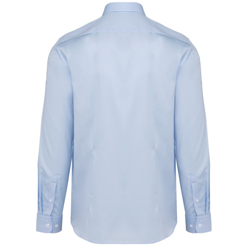 Chemise twill manches longues homme Essential Light Blue BACK