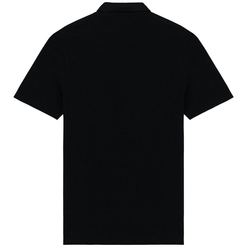 Polo maille gaufrée homme Black BACK