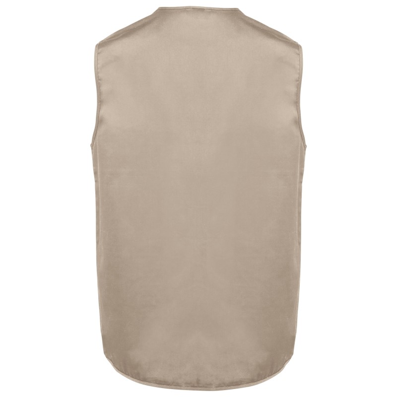 Gilet polycoton multipoches doublé unisexe Beige BACK