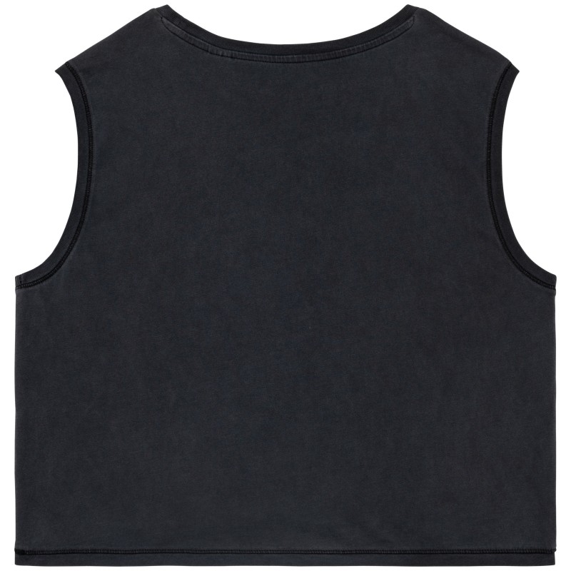 T-shirt crop sans manche femme Washed Coal Grey BACK
