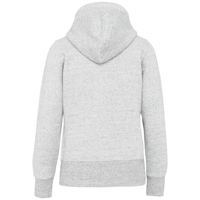Sweat-shirt vintage zippé à capuche femme Ash Heather BACK