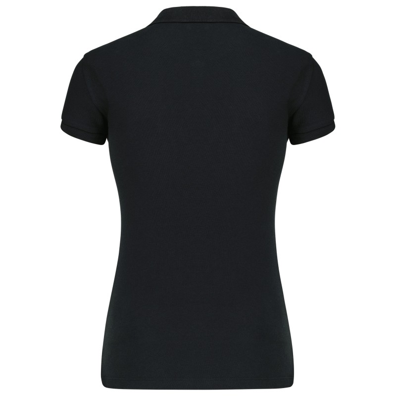 Polo piqué Bio manches courtes femme Black BACK