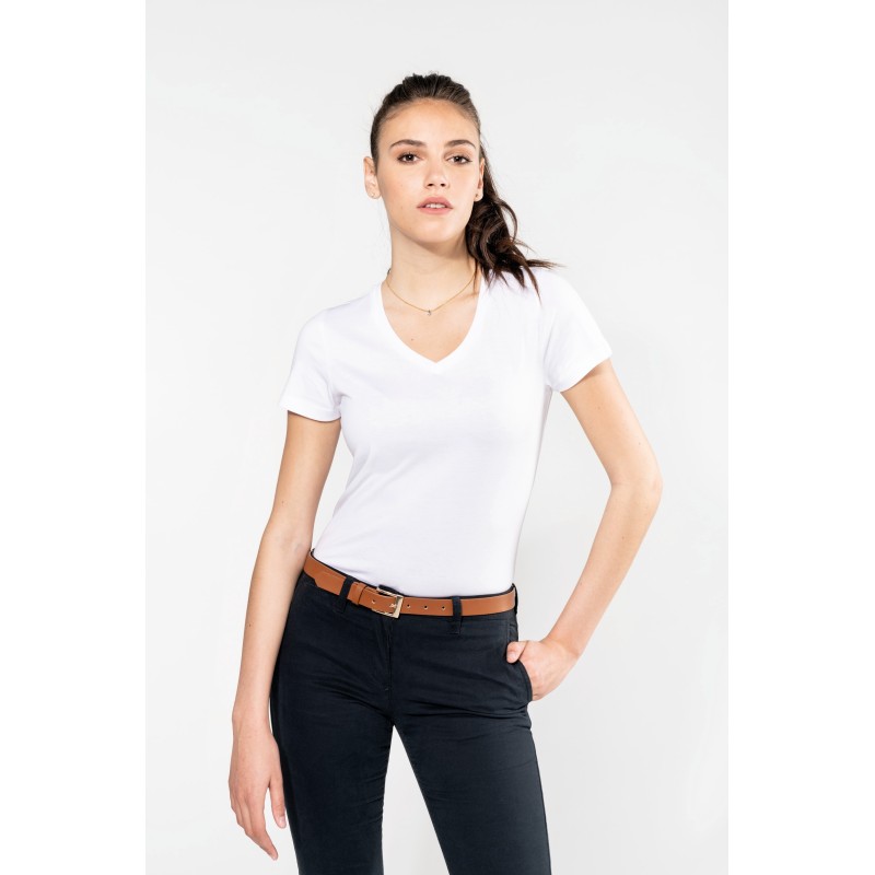 T-shirt Supima® col V manches courtes femme