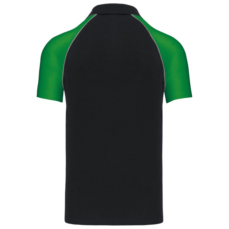 Polo baseball manches courtes Black / Green BACK