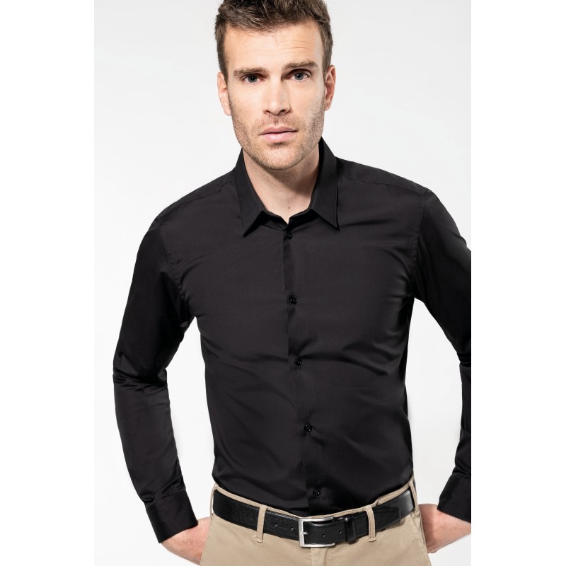 Chemise popeline manches longues homme
