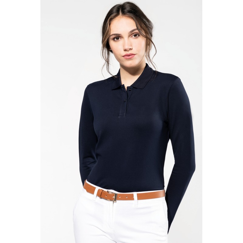 Polo Supima® manches longues femme
