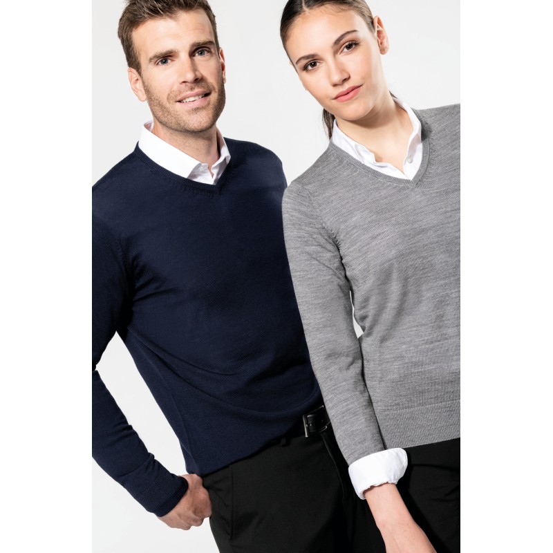 Pull Mérinos col V femme