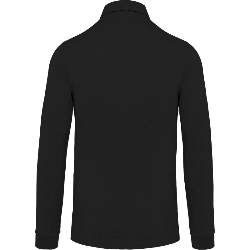 Polo jersey manches longues homme Black BACK
